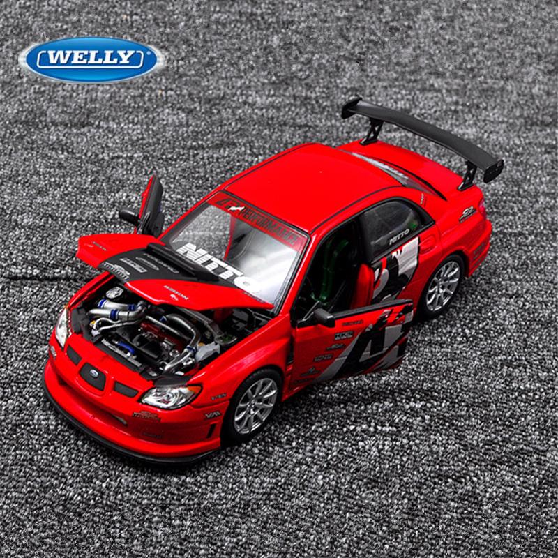 Welly 1/24 Subaru Impreza APR Alloy Track Racing Car Model Diecast Metal Sports Car Vehicles Model High Simulation Kids Toy Gift
