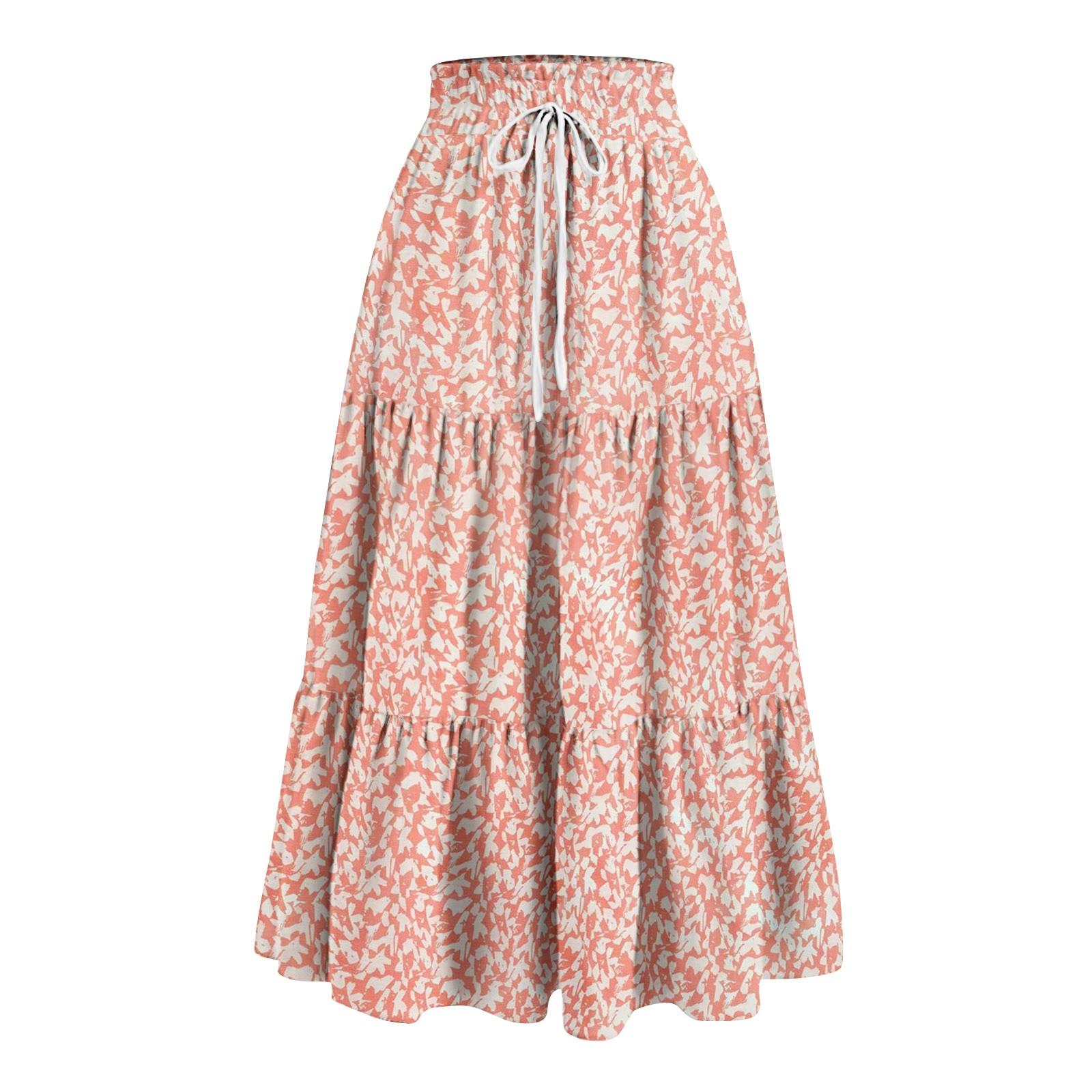 

Женская весенняя повседневная длинная юбка с оборками, однотонная юбка, ретро-юбка в складку XL