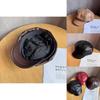 Pu Leather Octagonal Hat For Women With Sun Protection Chic Winter Fashion Accessory