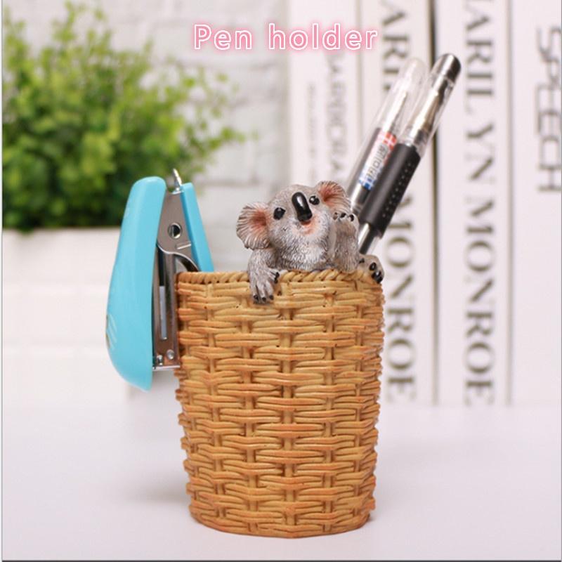 New Koala Spectacle Pen Holder Seeds Melon Fruit Plate Pot Keychain Resin Craft Animal Girl Gift