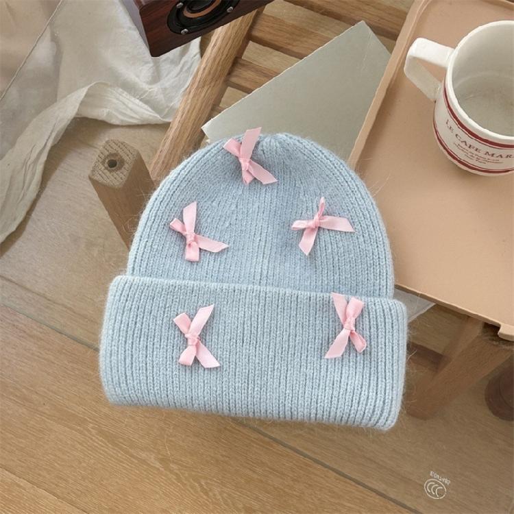 Handmade Winter Beanie Hat with Bowknot Decor Hat Adult Skiing Shopping Hat