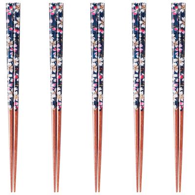 J-kitchens Happy Chopsticks Set 5 Acrylic Resin Natural Wood 23cm Dishwasher Safe Japan