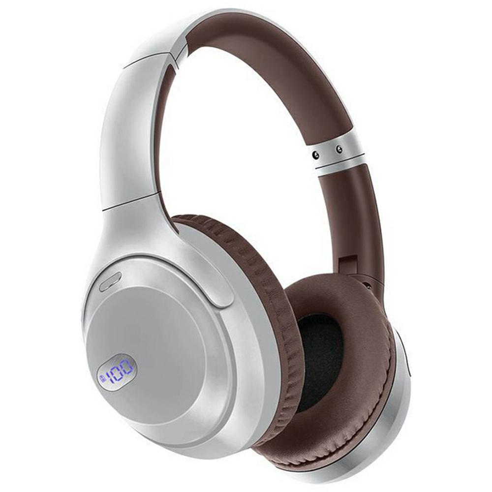 

AKZ-15 Bluetooth-compatible 5.3 Over-Ear Headphones HiFi Stereo Foldable Headset with Battery Display Silver