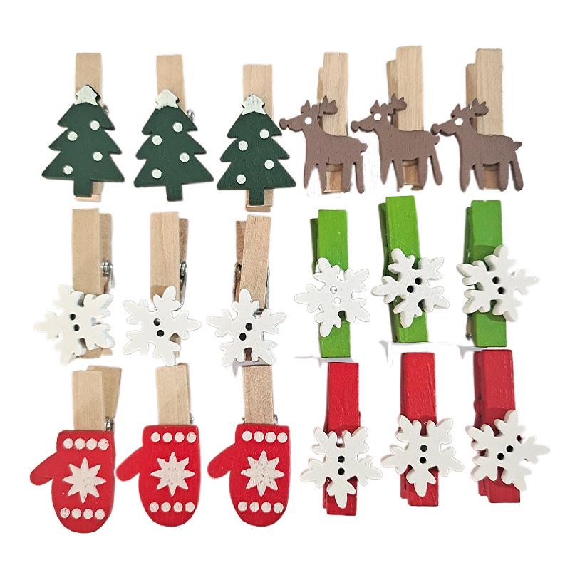 Eco-Friendly Cartoon Patch Christmas Wooden Clips