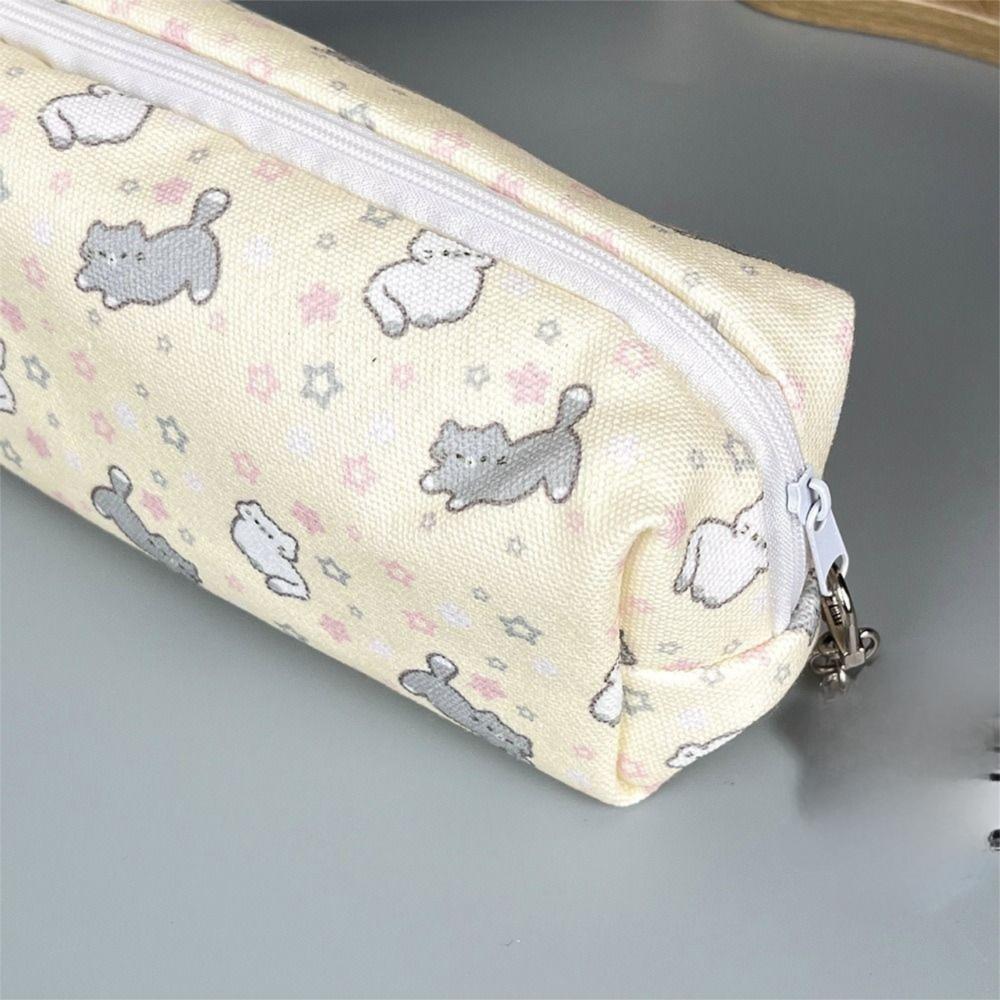 Cute Tulip Cat Bow Pen Bags Transparent Student Stationery Organizer Cartoon Pencil Case  Gifts