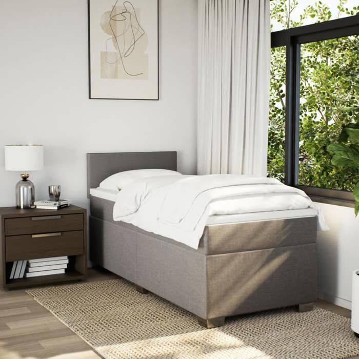 Maison Exclusive - Sommier à lattes de lit avec matelas Taupe 100x200 cm Tissu