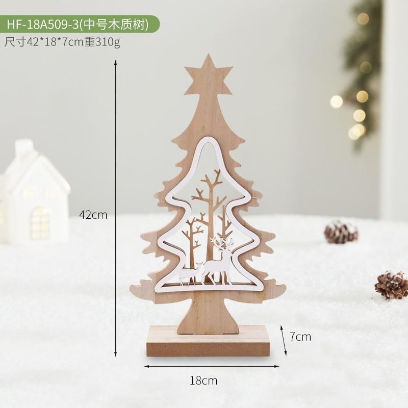 Wooden Christmas Decorations Set With English Letter Signs Tree Ornaments Snowman Reindeer Figurines Hotel Mall Window