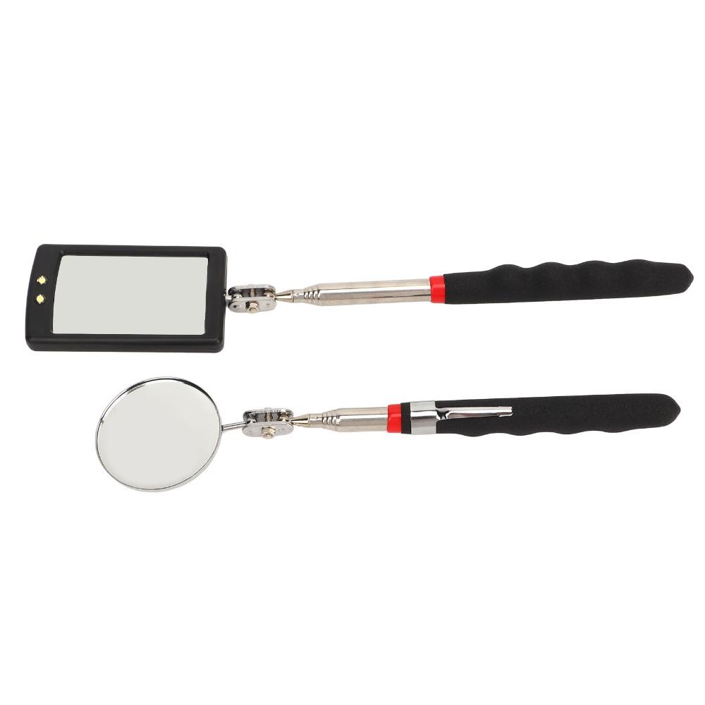 2pcs 360 Swivel Inspection Mirror Square Mirror LED Lighted Mirror Small Parts Observation