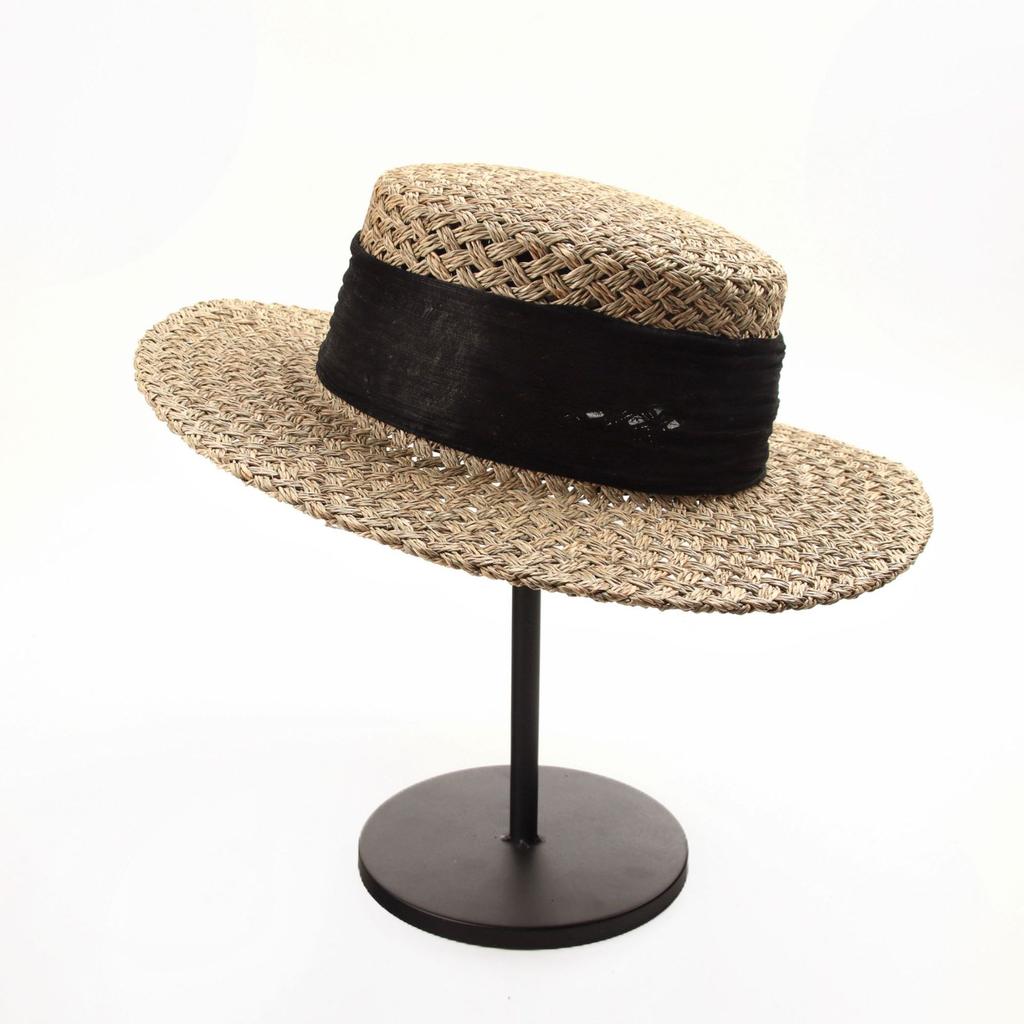 European and American seaweed hemp yarn decorative straw hat hollow breathable sun hat women summer travel sun protection beach hat