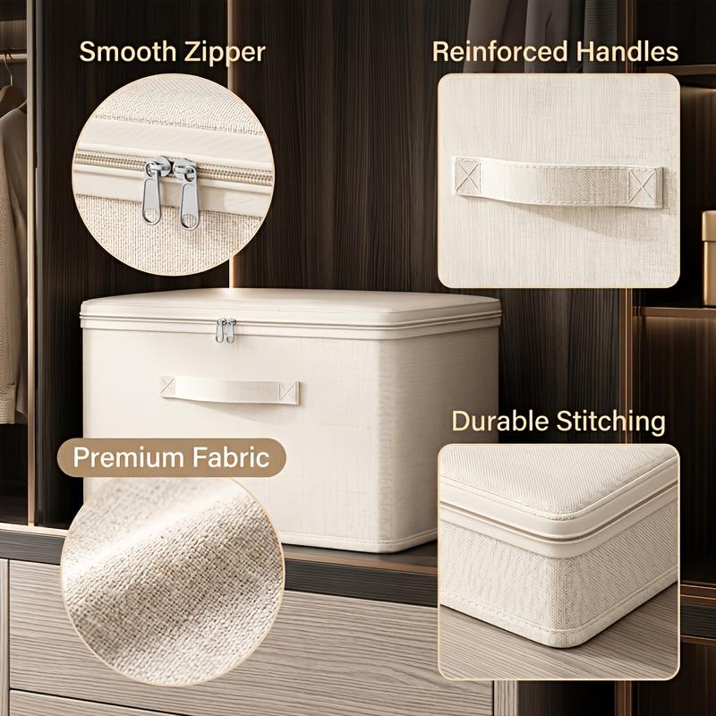 Extra Large Stackable Oxford Fabric Storage Bins with Lids, Foldable Closet Organizer Boxes for Clothes and Blankets, Space-Saving Heavy Duty Wardrobe
