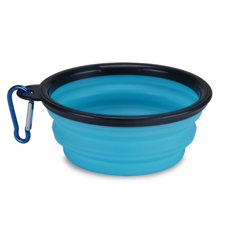 Buckle Black Foldable Silicone Pet Bowl: Portable Outdoor Cat & Dog Feeding Basin