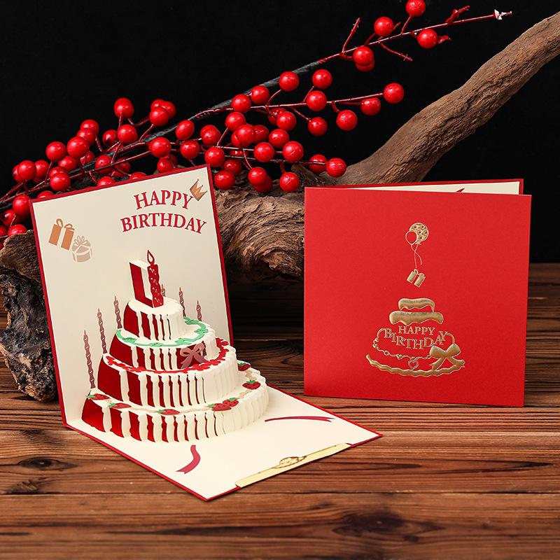 Musical Birthday Greeting Cards 3D Light Birthday Card Folding Type Pop Up Greeting Cards with Envelope Birthday Party Supplies