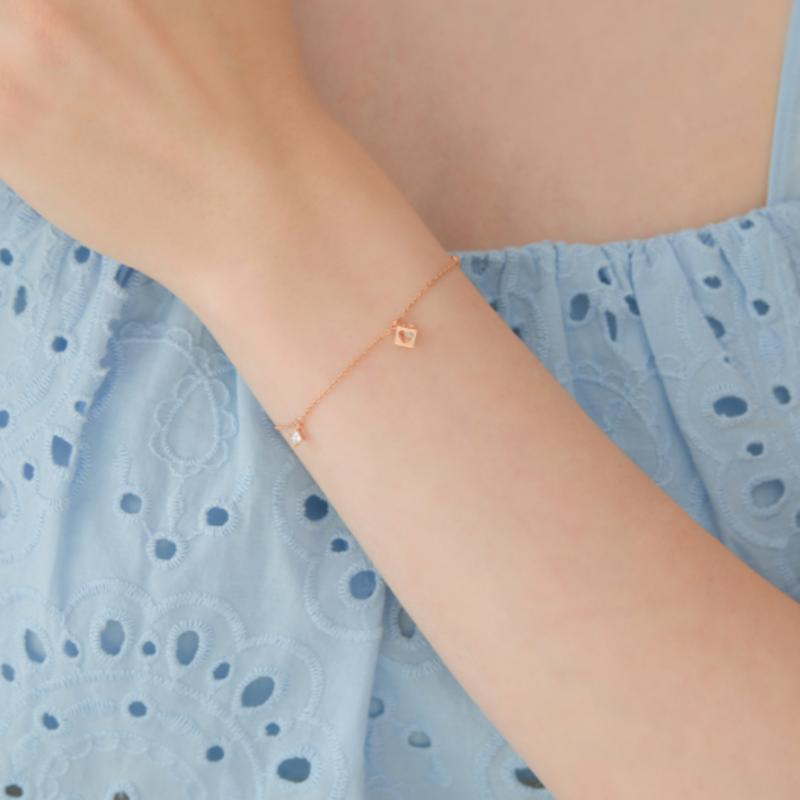 Tirr Lirr Cube Heart Silver Pink Bracelet TBSSVP13665M