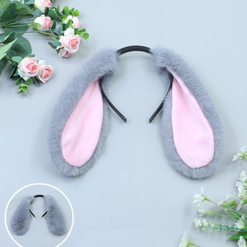 Modisches Stirnband Cartoon Kopfschmuck Plüsch Lange Hasenohren Haarreif Haaraccessoires für Frauen Mädchen Treffen