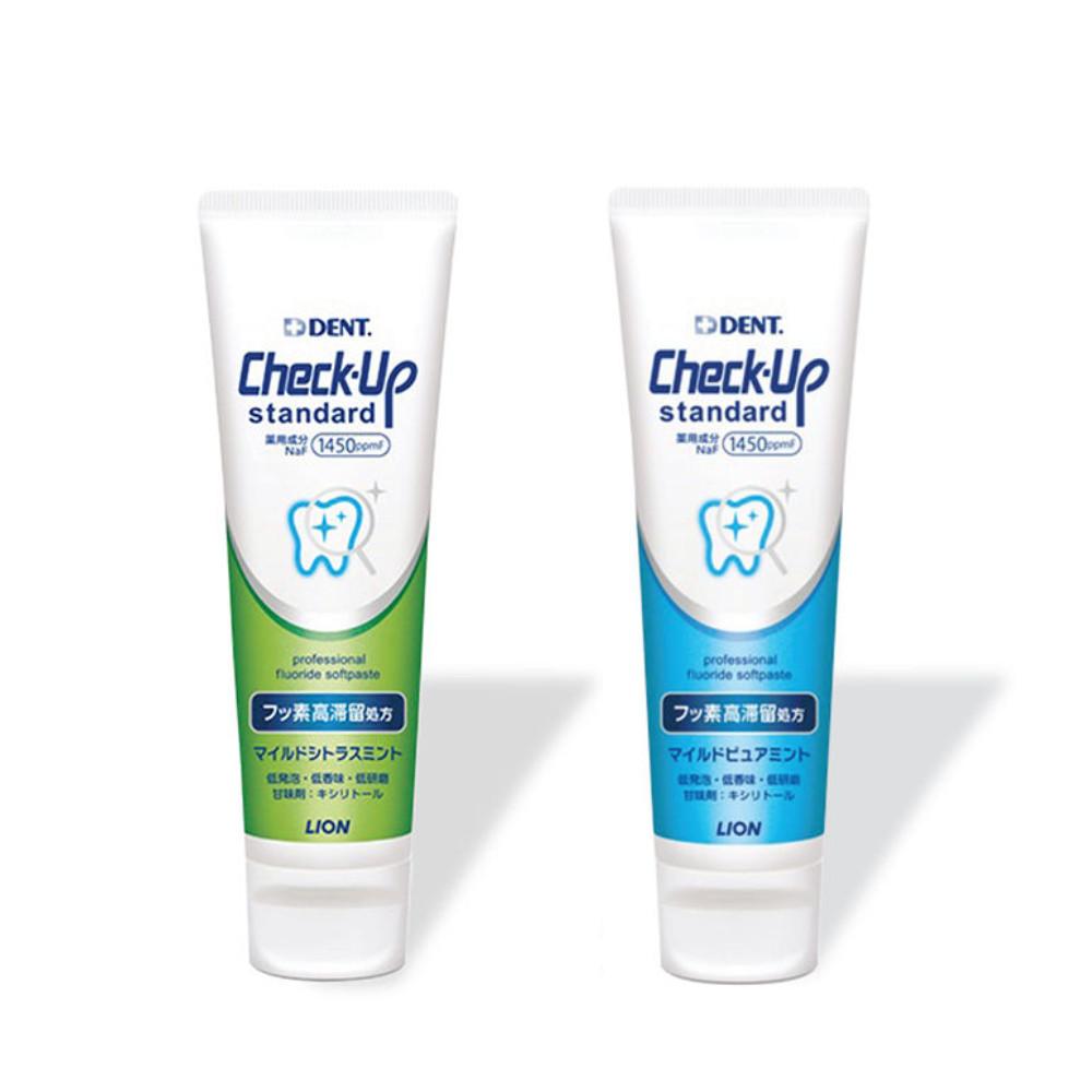 Japan LION Check-Up Standard Toothpaste Soft Paste Low Abrasive (Mild Citrus Mint / Mild Pure Mint) 135g