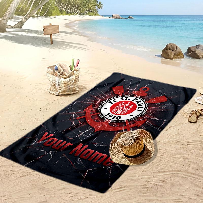 FC St. Asciugamano da Spiaggia Stampato Personalizzato Pauli Logo Calcio Supporto Nome Personalizzato Testo Asciugamano Assorbente Per Sport Viaggio Regalo Speciale