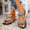 Fashion Plus Size 2025 Summer New Women's Open Toe Slippers Outdoor Mixed Colors Crystal Butterfly Low Heel Sandals Daily Beach Slippers
