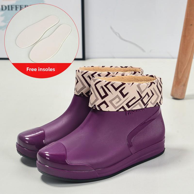 Women's Short Rain Boots - Non-Slip, Waterproof, Fashionable Low-Top Shoes for Outdoor Wear - Comfortable and Trendy.
