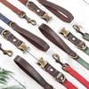 Personalized Leather Dog Collar and Leash Set Custom Engraved Nameplate ID Tag for Small Medium Large Dogs