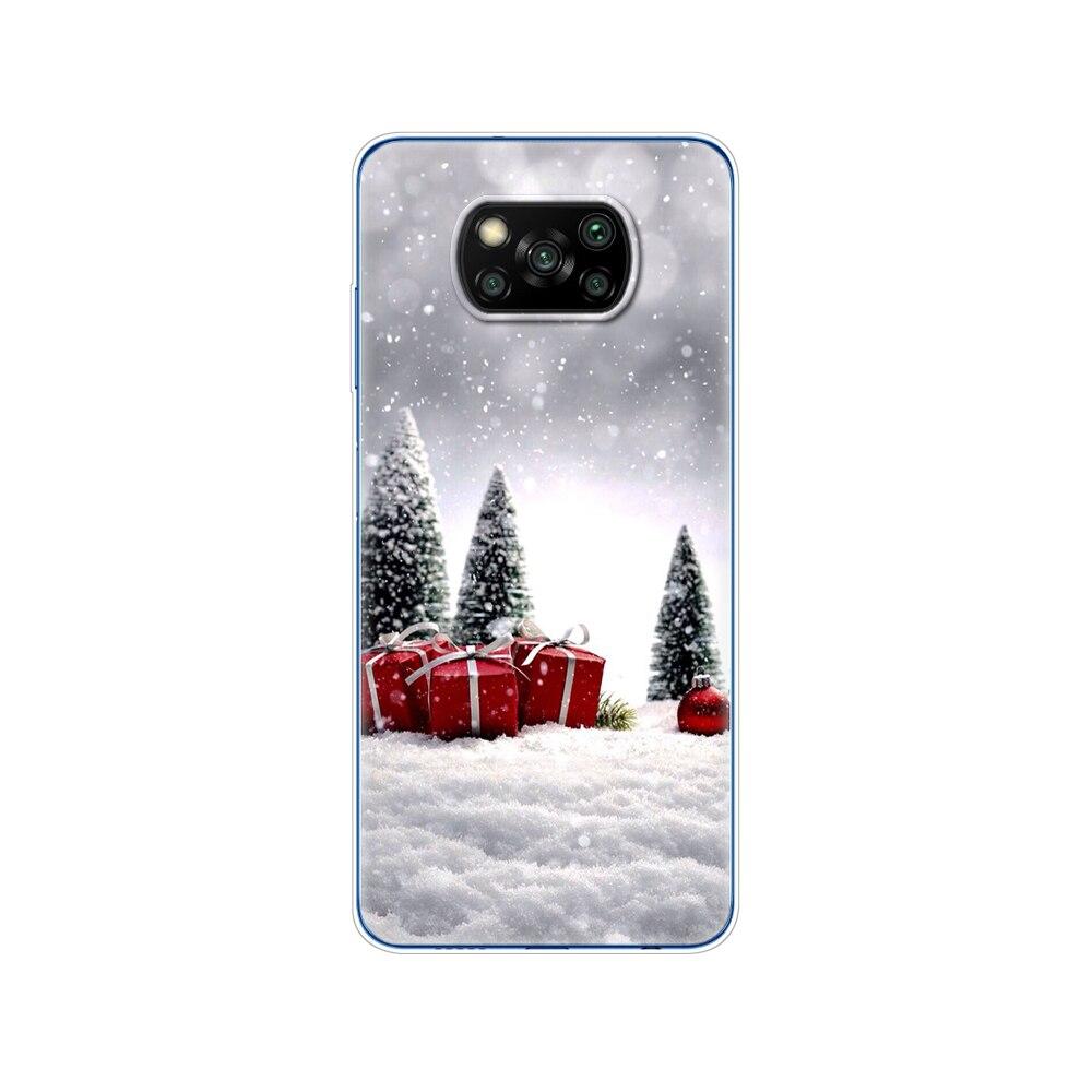 Für Xiaomi Poco X3 NFC x3 pro Hülle Silikon Weiche Rückseite TPU Bumper für Poco X 3 NFC 6.67'' Global Handyhülle Winter Schnee Weihnachten