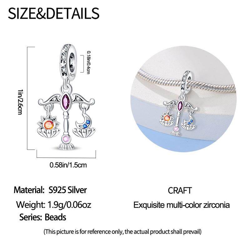 925 Sterling Silver Evil Eye Tarot Justice Star Coins Beads Sun Moon Star Lovers Pendant Charms Beads DIY Jewelry For Women