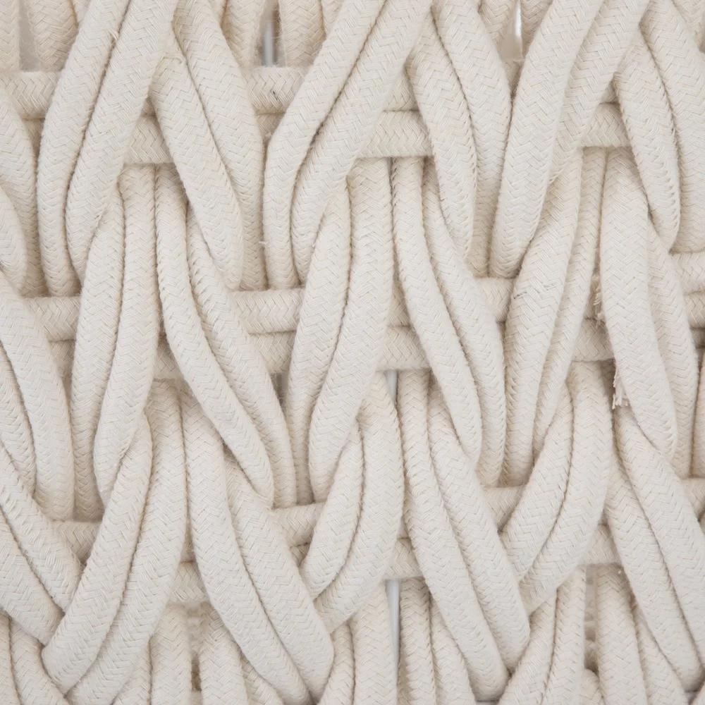 Medium White Woven Rope Decorative Storage Basket Handwoven Storage Organizer Loop Handles Bohemian Home Decor Basketweave