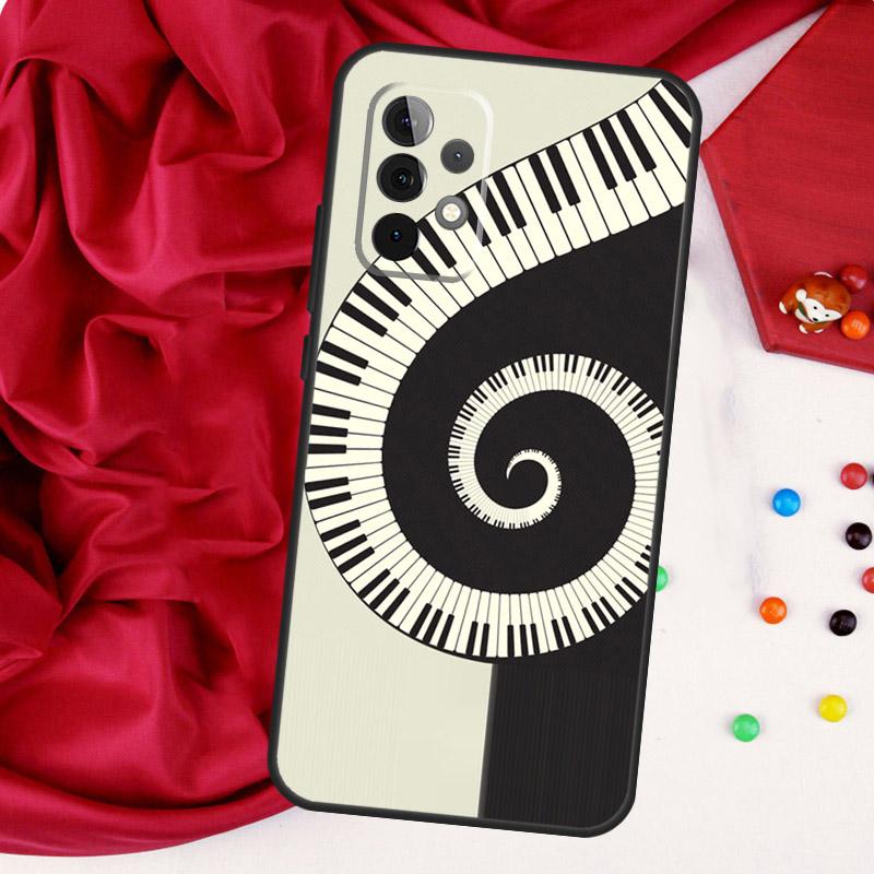 Piano Keys Keyboard design For Samsung Galaxy A15 A55 A53 A33 A35 A22 A32 A52 A54 A34 A14 A56 A36 A26 A16 A05 A06 Case
