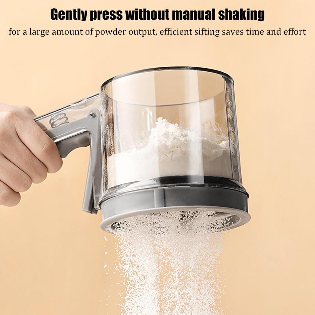 Ruční poloautomatické síto na mouku s jemným okem, pekařské síto, speciální kuchyňský filtr, síto na prášek, průhledné síto na mouku