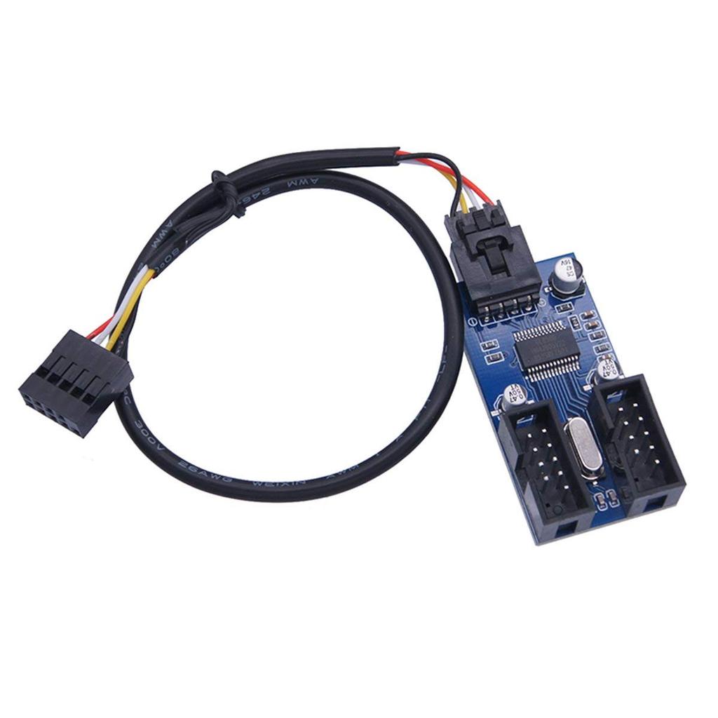 Xiwai Motherboard USB Header Female Extension Cable Hub Connector Adapter Port 9-Pin 2.0 1-2 Multi-Liner