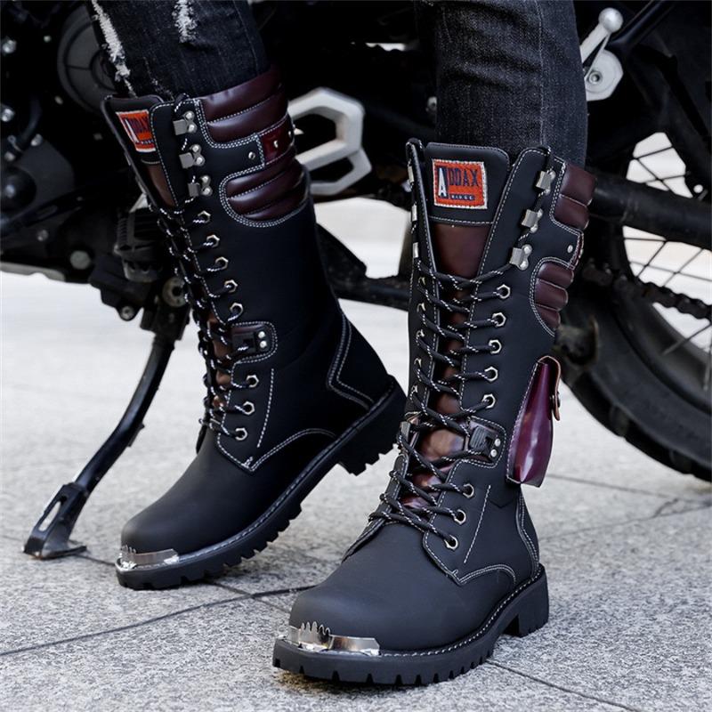 Pánské vysoké motocyklové boty Niche Cool Design s přezkou na opasku pro rytíře Pánské boty Retro Britské pracovní boty Botas Hombre