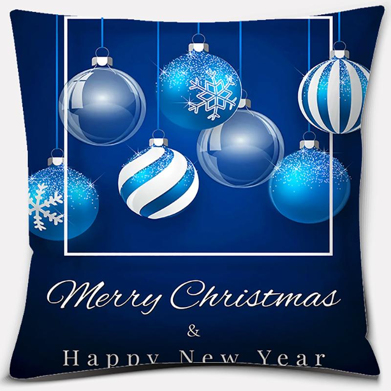 Blauer Weihnachtsstrauß Druckserie Muster Kissenbezug Quadratischer Kissenbezug Home Office Dekoration Kissenbezug