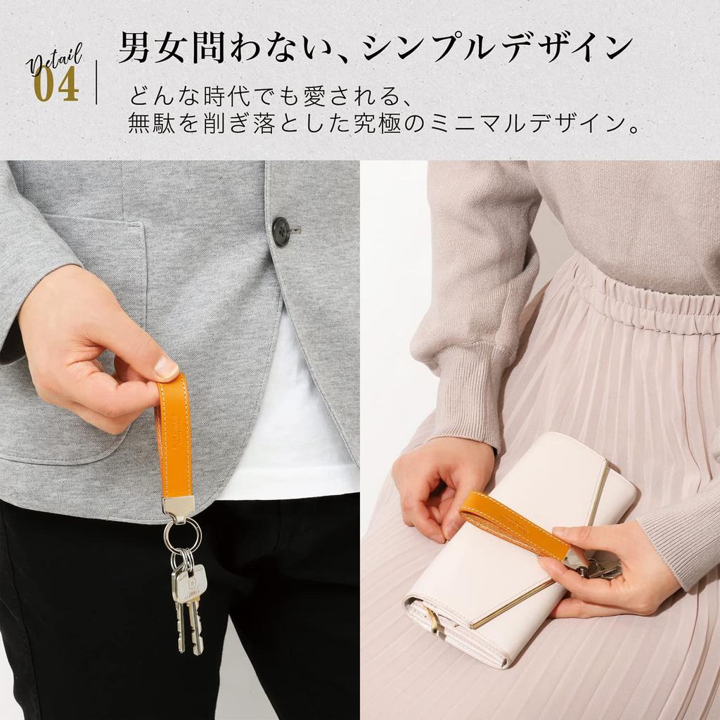 Genuine Italian Leather Keychain for Strap Key Key Key Clip IKH2 [BLUE SINCERE] Men, Style, Ring, Charm, / (Vermilion Red)