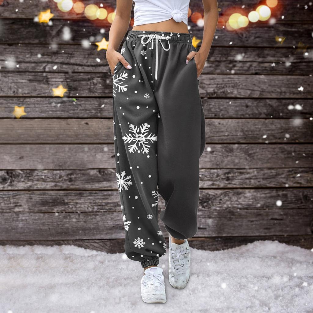 Damen Casual Fashion Jogginghose Weihnachten bedruckte Freizeithose