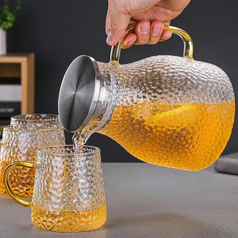 Diller Hammered Glass Water Pitcher Set with 4 Cups