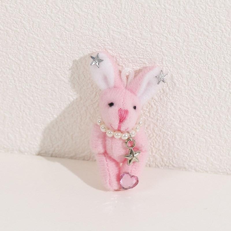 Soft and Adorable Rabbit Plush Toy with DIY Accessories Exquisite Rabbit Keyring Decoration Cute Rabbit Keychain Pendant