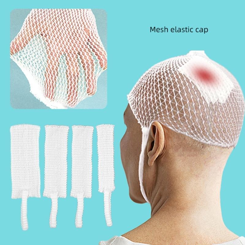 10 Pcs Elastic Mesh Bandage Disposable Medicals Elastic Mesh Caps Bandage Mesh Cover Surgical Head Cover for Adults Kids