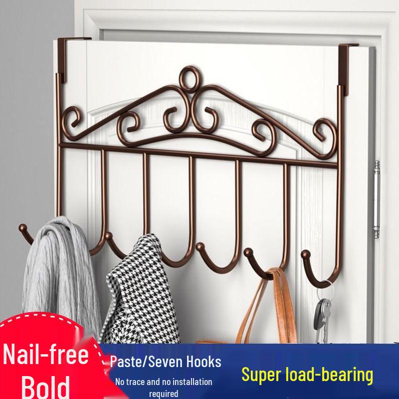 Punch-Free Over-the-Door Hook Rack: Wall-Mounted Clothes Hanger for Bathroom and Entryway