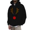 Christmas Clothing Print Deer Hooded Sweatshirt Couple Outfit Fashionable Casual Loose Long-sleeved Top