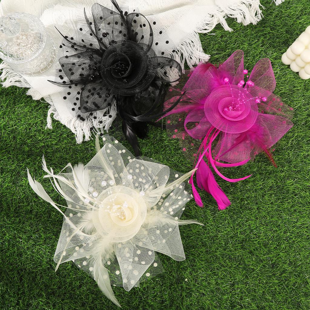 AWAYTR Elegant Top Hat Headbands Polka Dots Mesh Wide Headband Hair Accessories For Women Festival Headwear