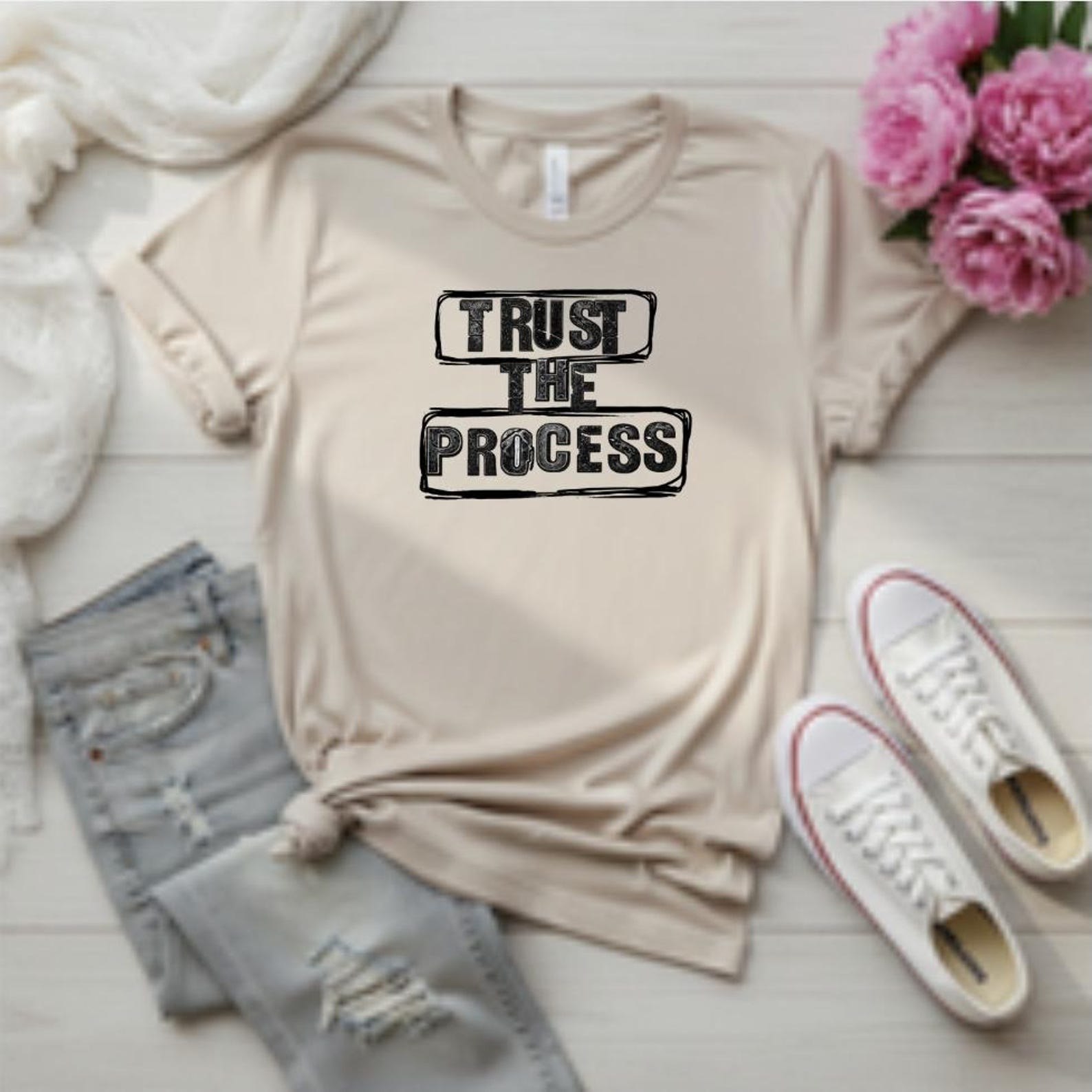 Trust The Process Shirt, Motivational Quote T-Shirt, Inspirational Graphic Tee, Positive Mindset Shirt, Minimalist Motivation Tee L