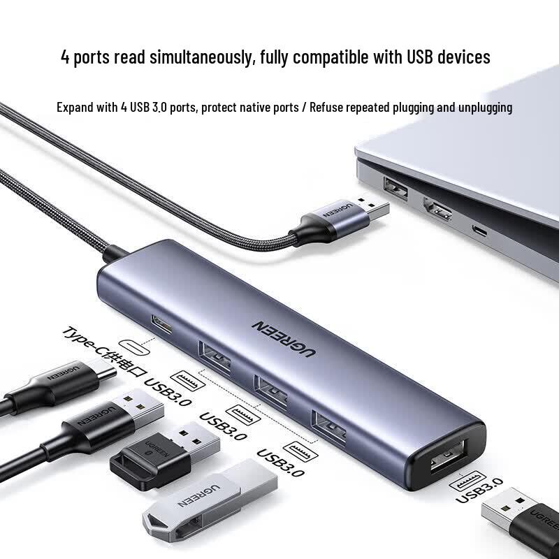 Ugreen USB 3.0 4-Port High-Speed Hub with Power Port