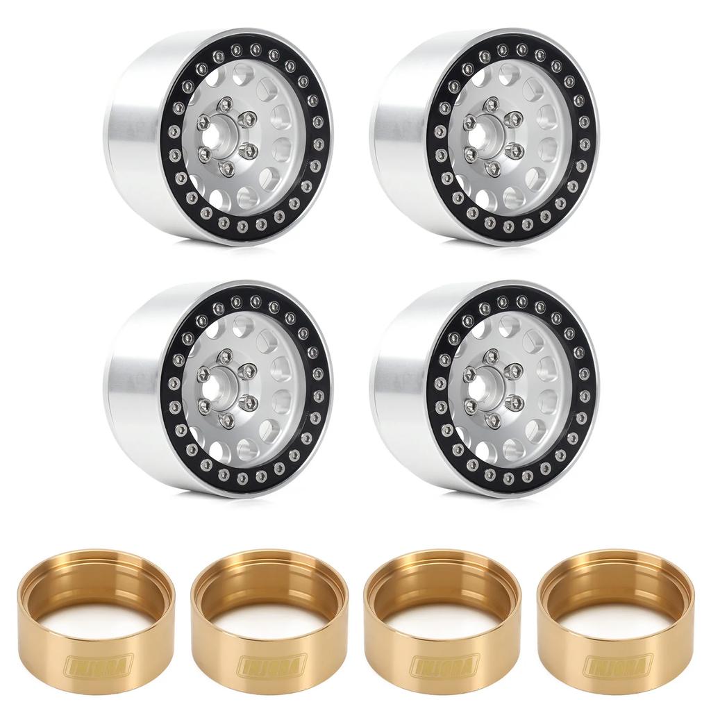 Injora 4Pcs Cnc Aluminum Alloy 1.9 Beadlock Wheel Rim For 1/10 Rc Crawler Car Axial Scx10 90046 Axi03007 Trx4 Vs4-10 Redcat Gen8