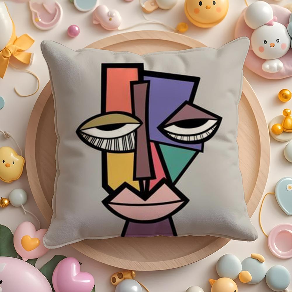 American Art P-Picasso Pillow Case Soft Plush Fabric Double-Sided Printed Cushion Cover Warm Winter Sofa Pillow Case