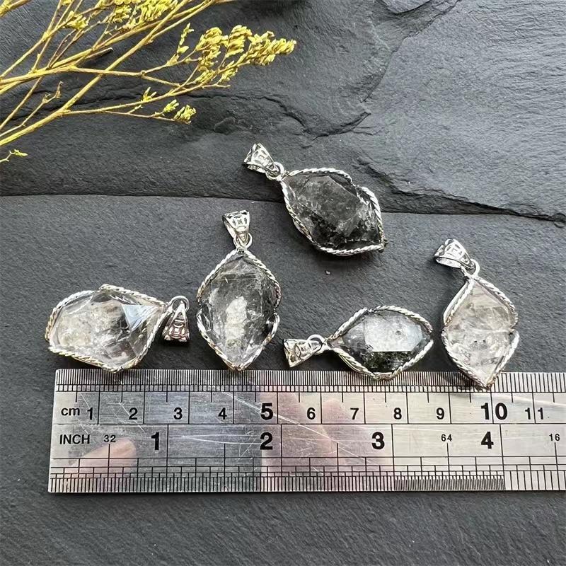 Natural Crystal 925 Silver Herkimer Diamond Pendant DIY Instagram Popular Style Clavicle Chain
