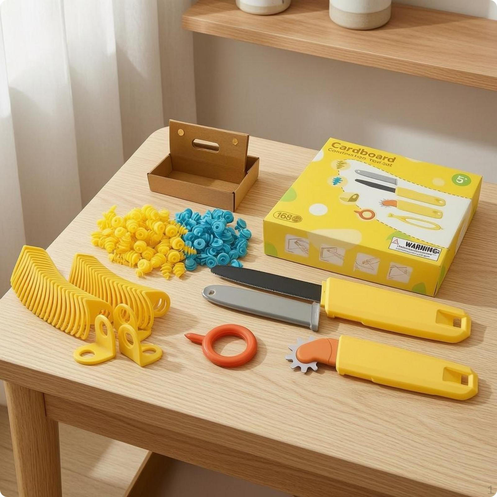 168 Pieces Cardboard Construction Kit Fasteners Handcrafted Set HandShaped Tools for