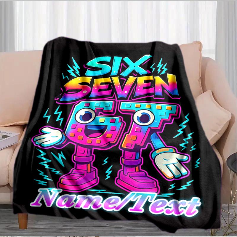 1PC Custom Name "Six Seven Robot Adventure" Flannel Blanket Versatile,all-season Throw Suitable for the Living Room,bedroom,camping,travel,and Gift
