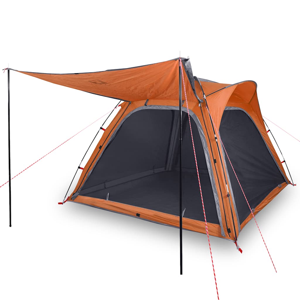 4 Person Camping Tent Grey and Orange Quick Release Waterproof
