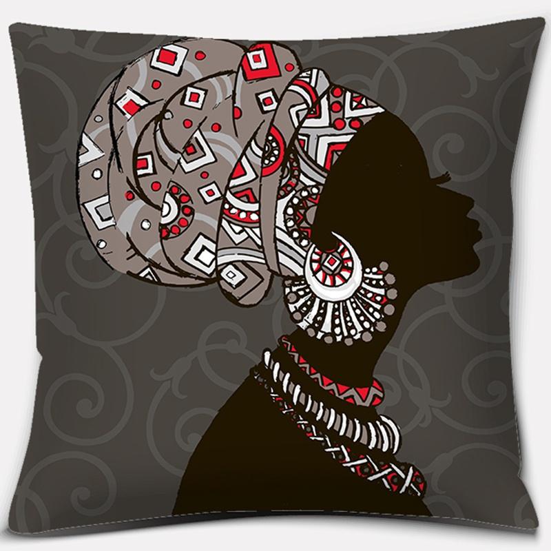 Home Decor Pillowcase Ethnic African Women Polyester  Car Sofa Cushion Cover   45x45cm