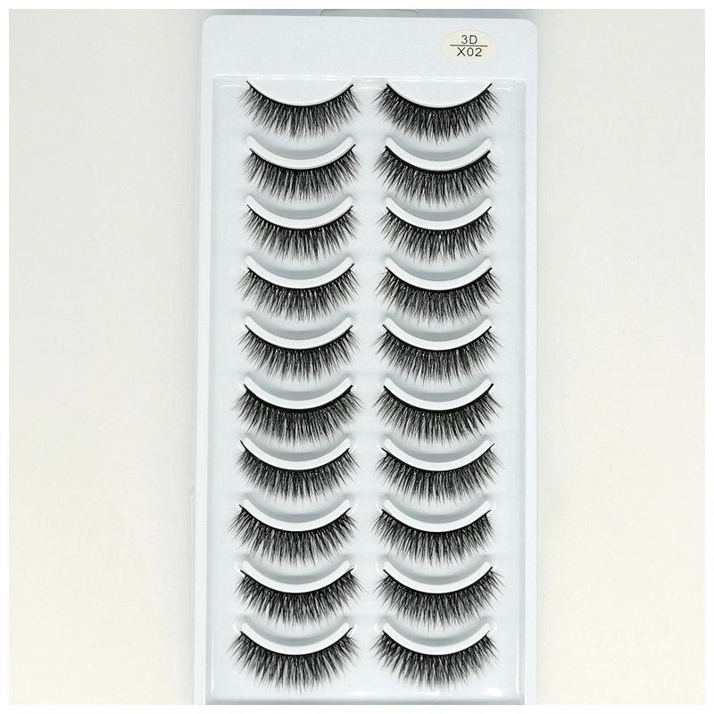3D False Eyelashes (10 Pairs) - Natural Curl, Soft, Multi-Layered