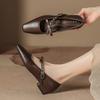 H8563-9 Single Shoes Women's Bow with Buckle Thick Heel Mary Jane Commuting Temperament Women's Shoes Square Head Retro